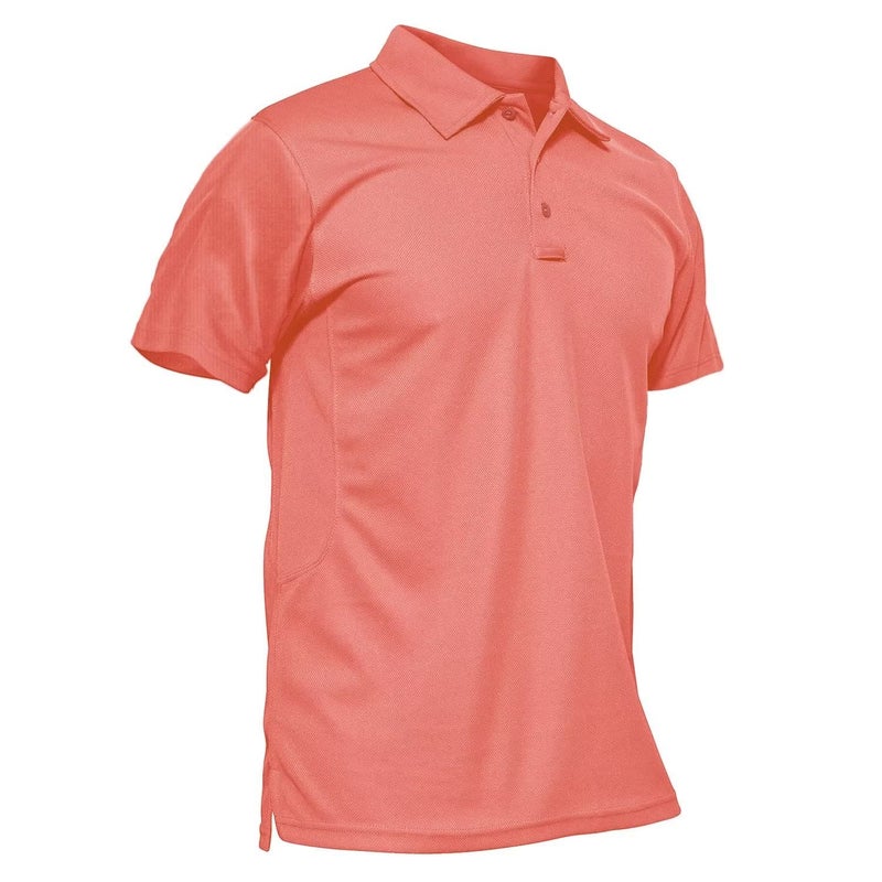 MAGCOMSEN Polo Shirts for Men Short Sleeve Quick Dry Golf Work Shirts Casual Shirt Watermelon Red L - Image 1