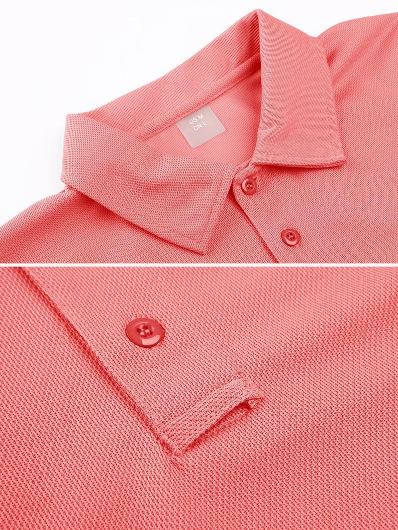 MAGCOMSEN Polo Shirts for Men Short Sleeve Quick Dry Golf Work Shirts Casual Shirt Watermelon Red L - Image 2