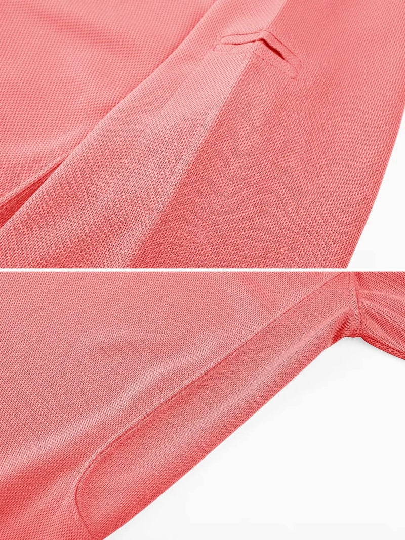 MAGCOMSEN Polo Shirts for Men Short Sleeve Quick Dry Golf Work Shirts Casual Shirt Watermelon Red L - Image 3