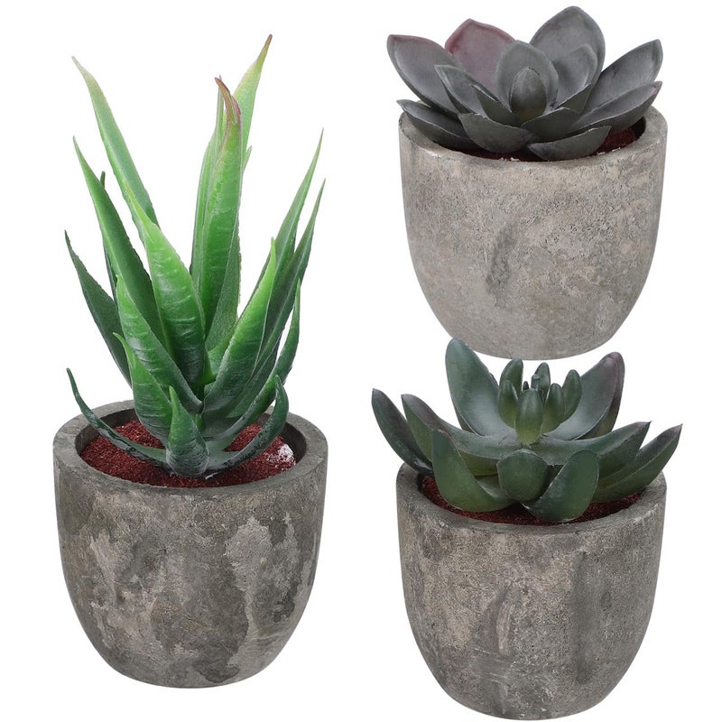 OUNONA 3Pcs Artificial Succulent Plants Potted, Artificial Plants Indoor, Faux Succulents Assorted Decorative Faux Potted Fake Cactus Cacti,Aesthetic Mini Decor for Office Desk Decor - Image 1