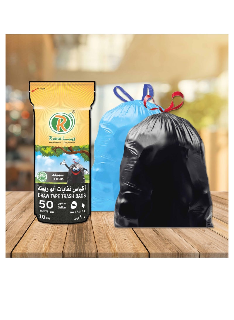 Rema Reema Tie Trash Bag 50 Gallon Roll * 10 Pieces - Image 1