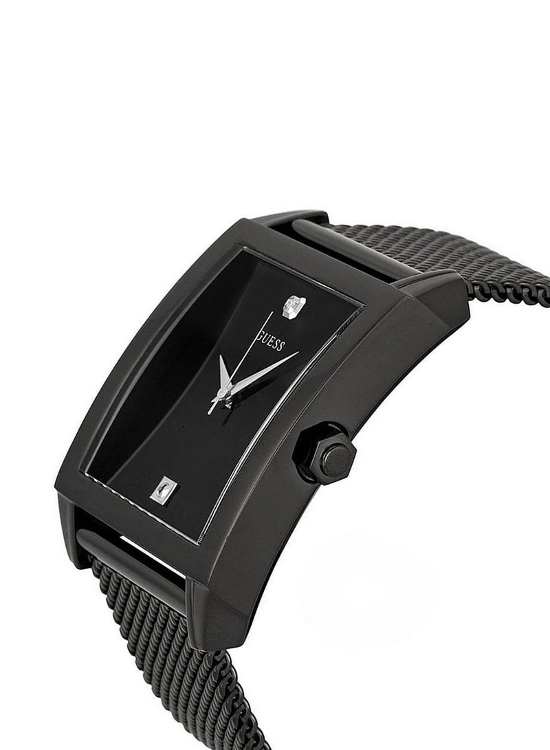 GUESS Men's Black Mesh Rectangular Diamond Watch U0298G1 - Image 2
