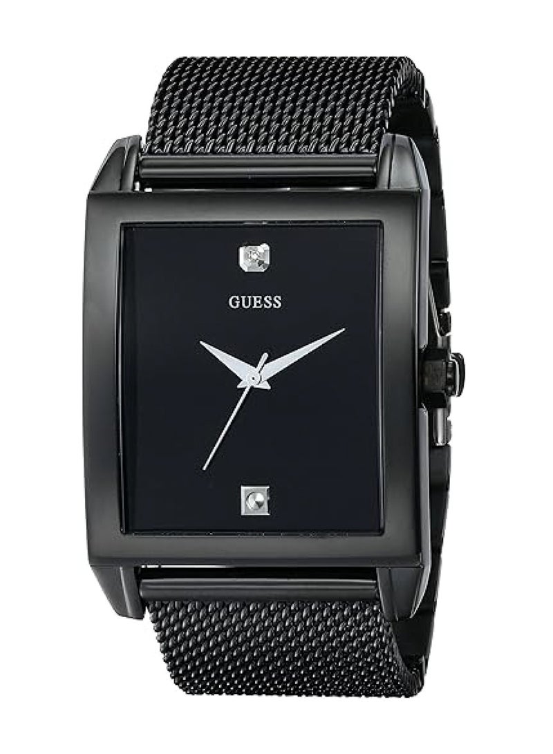 GUESS Men's Black Mesh Rectangular Diamond Watch U0298G1 - Image 4