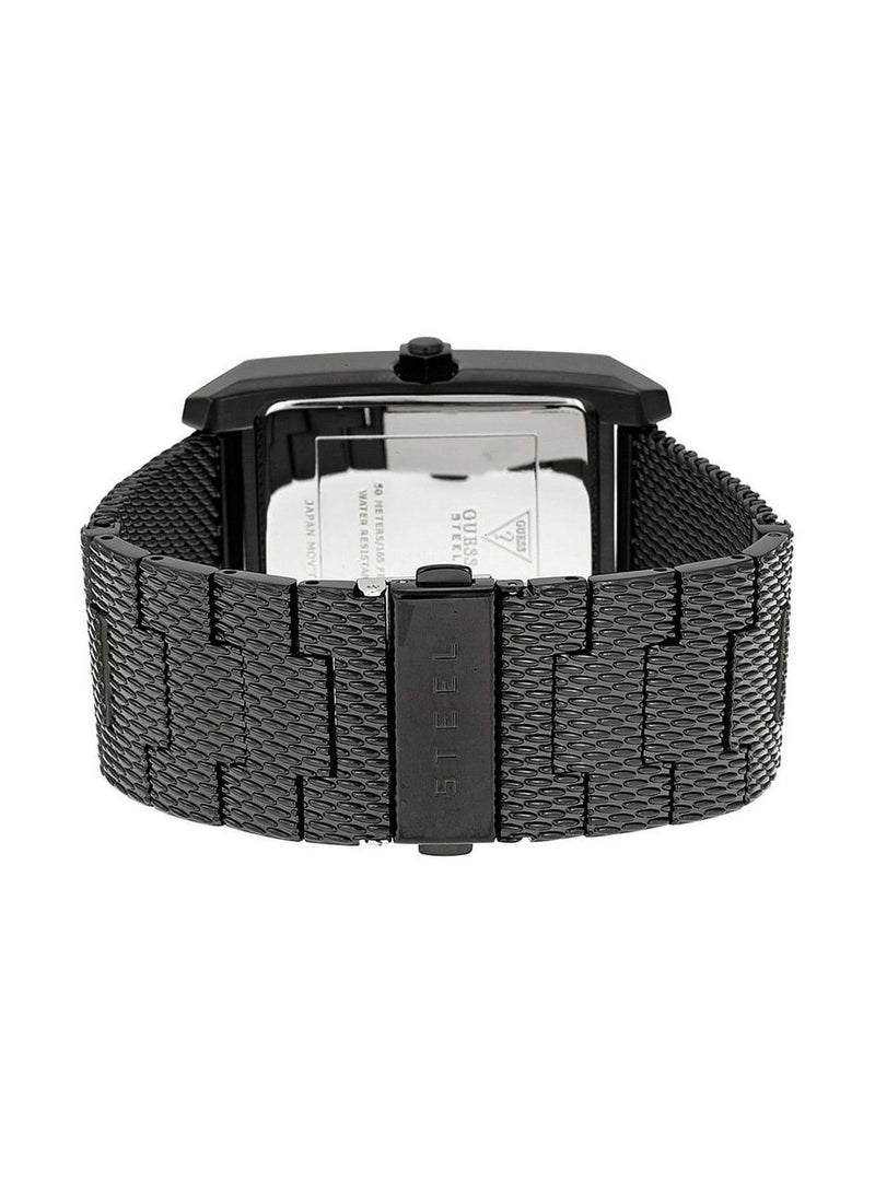 GUESS Men's Black Mesh Rectangular Diamond Watch U0298G1 - Image 3
