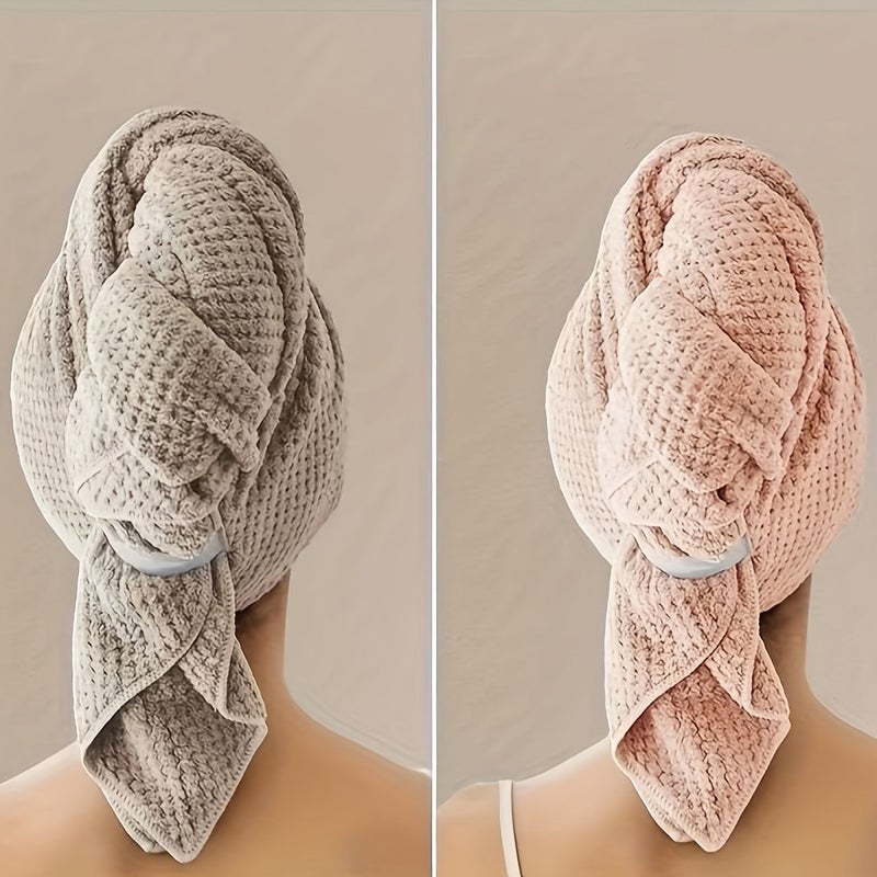Extra Large Microfiber Hair Drying Cap Elastic Band Khaki Color For All Hair Types - Image 1