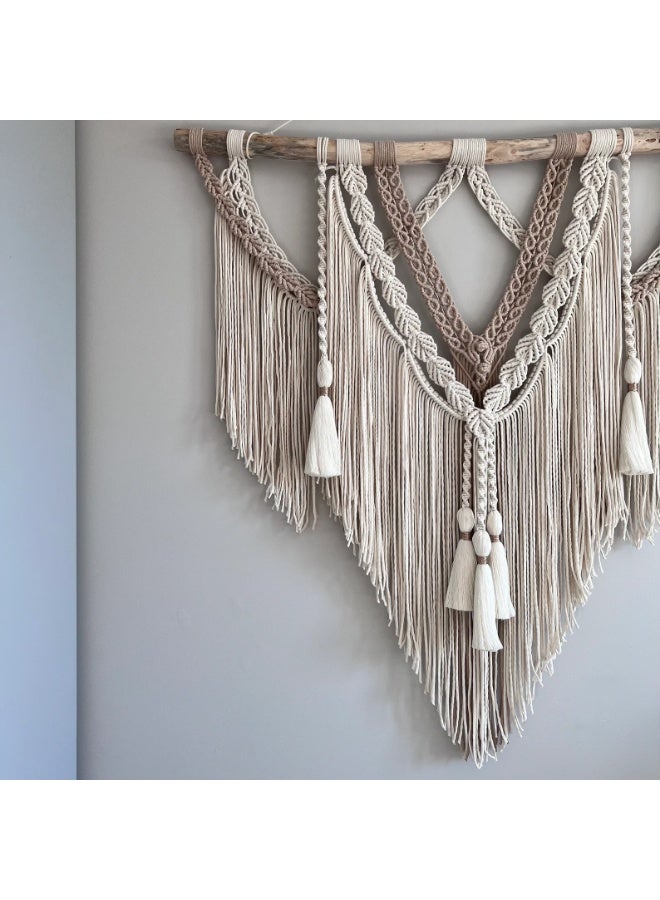 Antikiano An elegant handmade macrame piece, carefully crafted from natural cotton threads. It combines simplicity and beauty in a modern bohemian design. Featuring balanced knots and fine details, it adds a unique artistic touch to any space. Perfect for decorating walls in bedrooms, living rooms, or hallways, and also makes a special gift for lovers of handmade decor and boho style. - Image 2