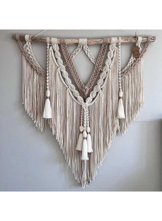 Antikiano An elegant handmade macrame piece, carefully crafted from natural cotton threads. It combines simplicity and beauty in a modern bohemian design. Featuring balanced knots and fine details, it adds a unique artistic touch to any space. Perfect for decorating walls in bedrooms, living rooms, or hallways, and also makes a special gift for lovers of handmade decor and boho style. - Image 1