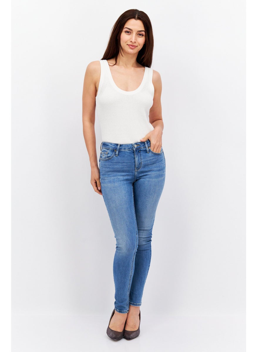 ESPRIT Women Skinny Fit Mid Rise Stretch Jeans, Light Blue  - Image 4