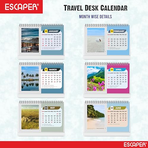 ESCAPER Travel Calendar 2026 Desk, World Destinations Table Calendar 2026, Seven Wonders of World Holiday Calendar, New Year Gift for Travel Lovers - Image 2