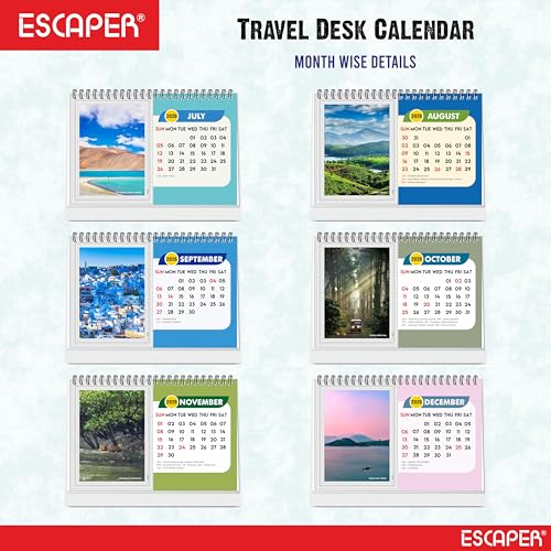 ESCAPER Travel Calendar 2026 Desk, World Destinations Table Calendar 2026, Seven Wonders of World Holiday Calendar, New Year Gift for Travel Lovers - Image 3