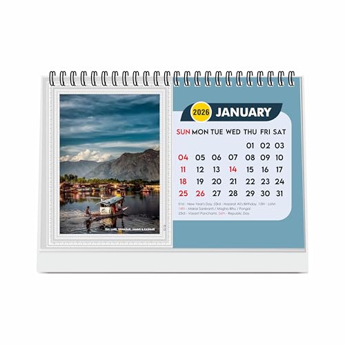 ESCAPER Travel Calendar 2026 Desk, World Destinations Table Calendar 2026, Seven Wonders of World Holiday Calendar, New Year Gift for Travel Lovers - Image 1