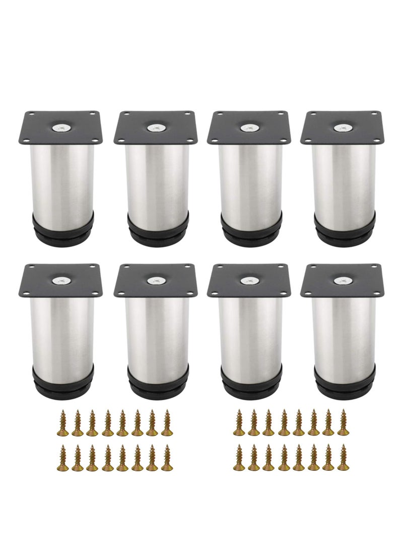 SYOSI 8 قطع أرجل قابلة للتعديل 80 مم، أرجل أثاث معدنية ثقيلة مصنوعة من الفولاذ المقاوم للصدأ مع 32 برغي، أرجل قابلة للتعديل لمطبخ وخزانة وسرير أريكة 3.2 بوصة - Image 1