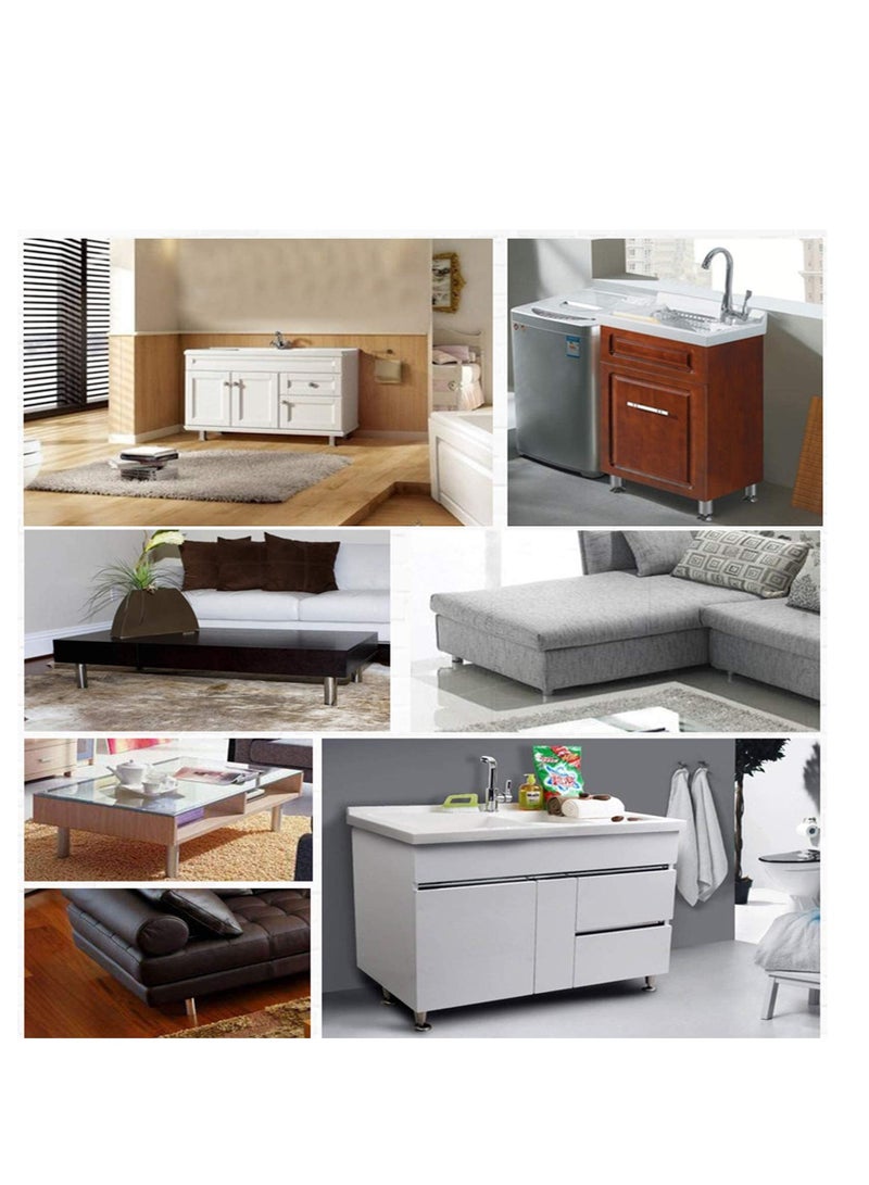 SYOSI 8 قطع أرجل قابلة للتعديل 80 مم، أرجل أثاث معدنية ثقيلة مصنوعة من الفولاذ المقاوم للصدأ مع 32 برغي، أرجل قابلة للتعديل لمطبخ وخزانة وسرير أريكة 3.2 بوصة - Image 2