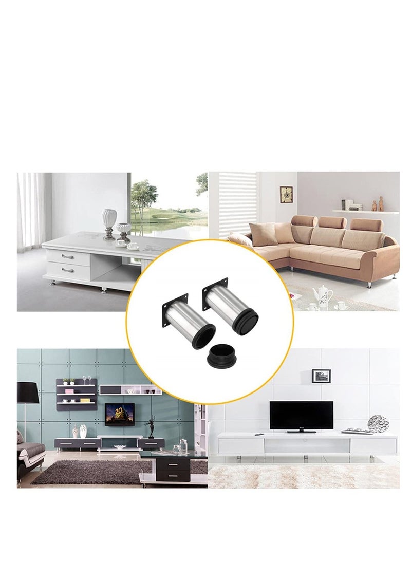 SYOSI 8 قطع أرجل قابلة للتعديل 80 مم، أرجل أثاث معدنية ثقيلة مصنوعة من الفولاذ المقاوم للصدأ مع 32 برغي، أرجل قابلة للتعديل لمطبخ وخزانة وسرير أريكة 3.2 بوصة - Image 5