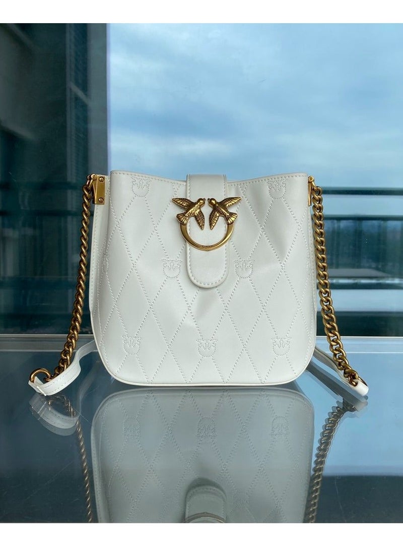 Pinko Bucket-shaped Embossed Crossbody Shoulder Bag 21*15*9.5cm - Image 1