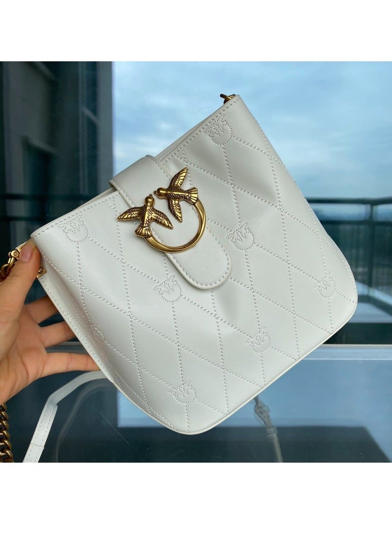 Pinko Bucket-shaped Embossed Crossbody Shoulder Bag 21*15*9.5cm - Image 4