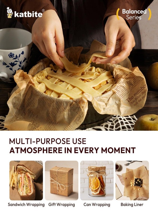 Katbite 100Pcs 12 In Food Wrapping Paper, New Pattern Heavy duty Deli Paper, Greaseproof & Non-stick Parchment Paper, Pre-cut Unbleached Parchment Paper is Perfect for Wrap Bread, Burger and Sandwich - Image 4