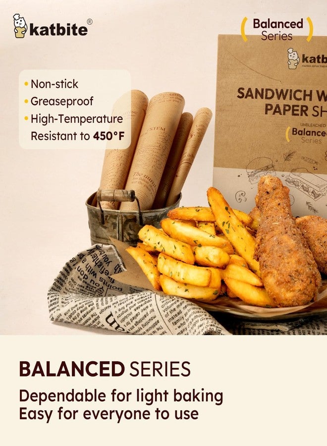 Katbite 100Pcs 12 In Food Wrapping Paper, New Pattern Heavy duty Deli Paper, Greaseproof & Non-stick Parchment Paper, Pre-cut Unbleached Parchment Paper is Perfect for Wrap Bread, Burger and Sandwich - Image 3