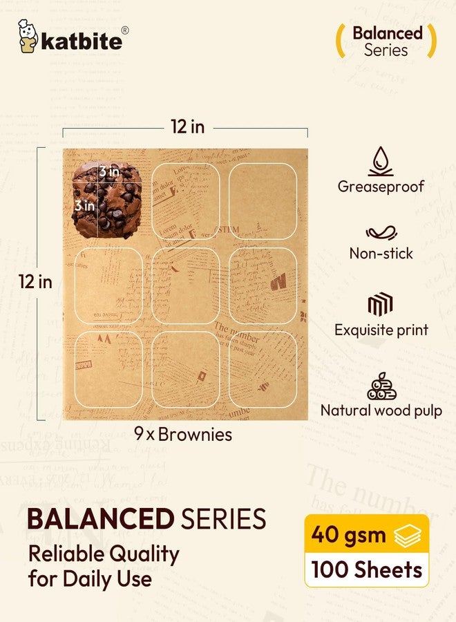 Katbite 100Pcs 12 In Food Wrapping Paper, New Pattern Heavy duty Deli Paper, Greaseproof & Non-stick Parchment Paper, Pre-cut Unbleached Parchment Paper is Perfect for Wrap Bread, Burger and Sandwich - Image 2