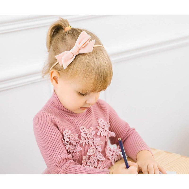 inSowni 15 Pack Solid Velvet Bow Super Stretchy Nylon Headbands Hairbands Accessories for Baby Girls Toddlers Newborns Infants Kids - Image 4