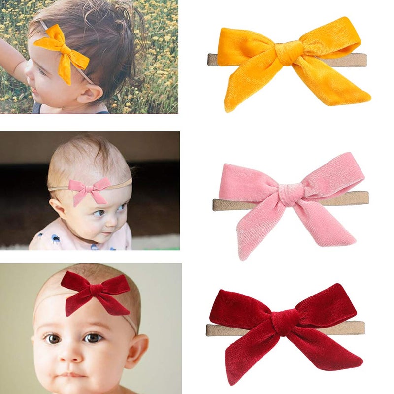 inSowni 15 Pack Solid Velvet Bow Super Stretchy Nylon Headbands Hairbands Accessories for Baby Girls Toddlers Newborns Infants Kids - Image 2