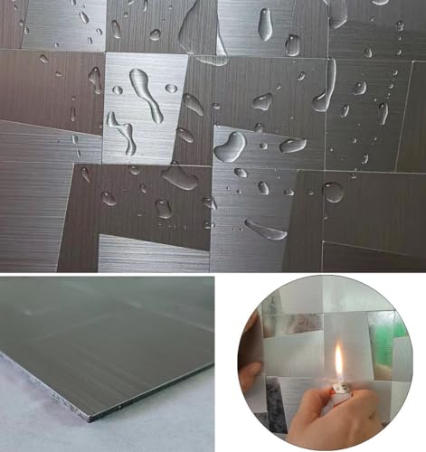 weimeisc 10-Sheet Peel and Stick Backsplash Tile, Self-Adhesive Aluminum 3D Wall Panels, Wall Sticker Metal Mosaic for Kitchen, Living Room, Bedroom (7528 Stainless Steel) - Image 3