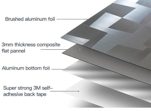 weimeisc 10-Sheet Peel and Stick Backsplash Tile, Self-Adhesive Aluminum 3D Wall Panels, Wall Sticker Metal Mosaic for Kitchen, Living Room, Bedroom (7528 Stainless Steel) - Image 5
