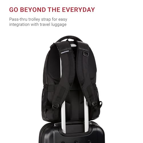SWISSGEAR حقيبة ظهر لابتوب سويس جير سيسيل 5505، أسود هكس، 18 إنش - Image 5