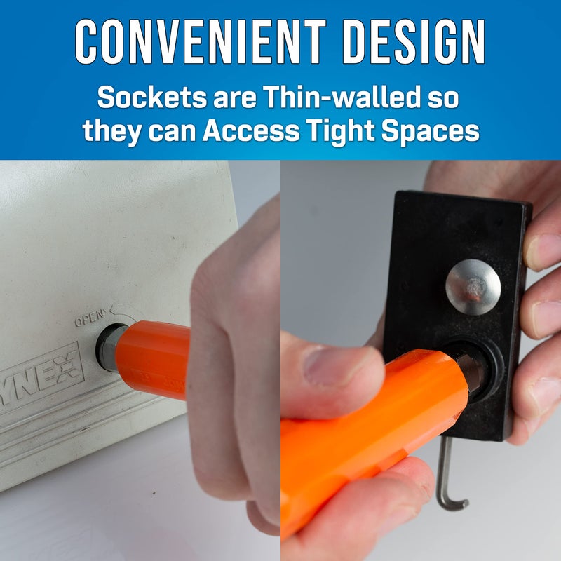 Jonard Tools M-216C/EX, Impact Resistant Hex Can Wrench with 7/16" and 3/8" Hex Sockets and Ergonomic Handle, 1" Diameter , 7" Length, Outer - Image 2