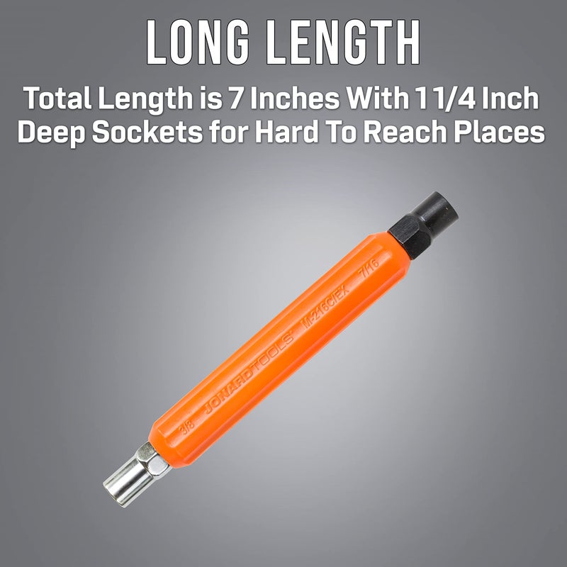 Jonard Tools M-216C/EX, Impact Resistant Hex Can Wrench with 7/16" and 3/8" Hex Sockets and Ergonomic Handle, 1" Diameter , 7" Length, Outer - Image 3