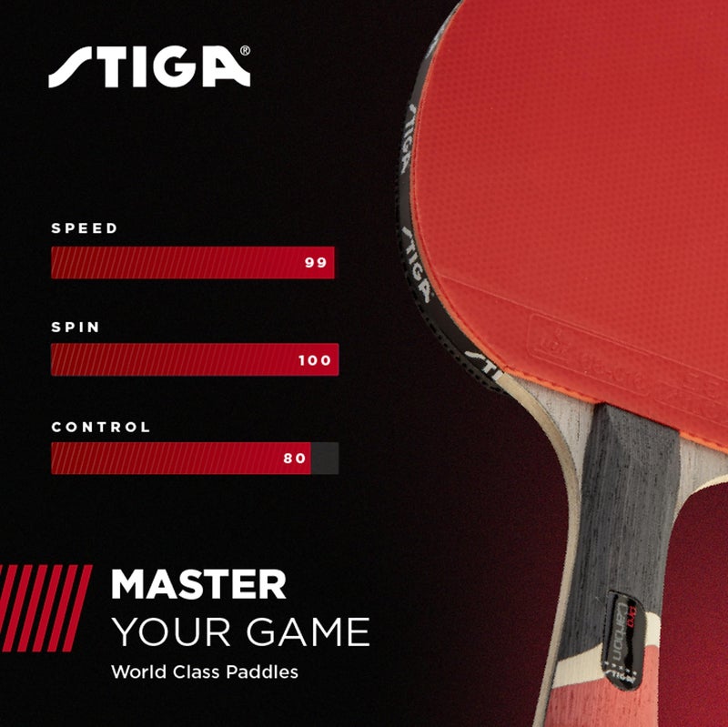 STIGA Pro Carbon Performance-Level Table Tennis Racket with Carbon Technology for Tournament Play - Red and Blue Colors - Image 5