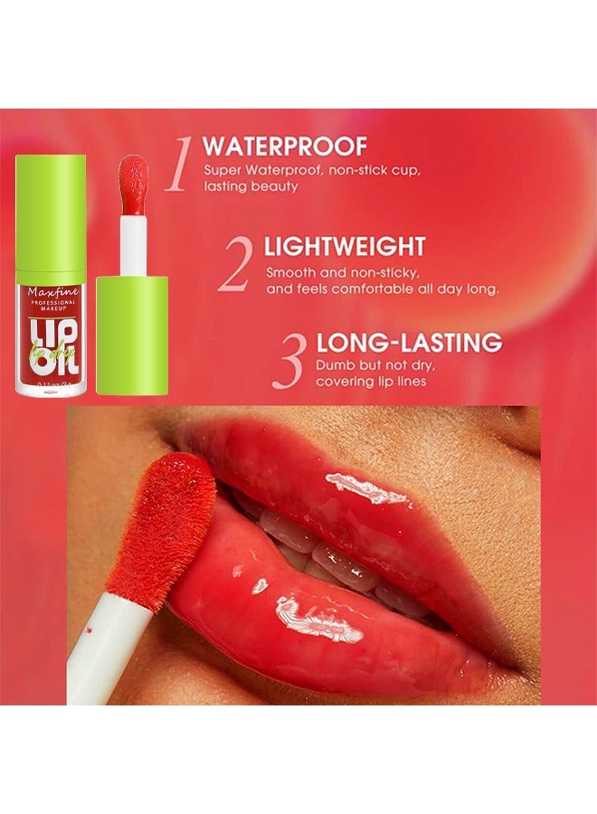 ماكس فاين زيت شفاه رأس فرشاة كبير ، فائق الترطيب والتغذية ، زيت توهج شفاه لامع ناعم ولامع ، ملمع شفاه ملون لامع ونباتي ، تركيبة غير لزجة - Image 4