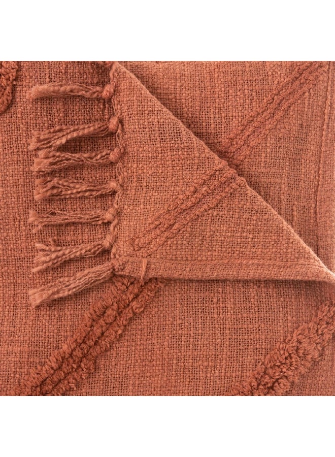 atmosphera Inca Tufted Cotton Bedspread Terracotta 130 x 180 cm 172463N - Image 3