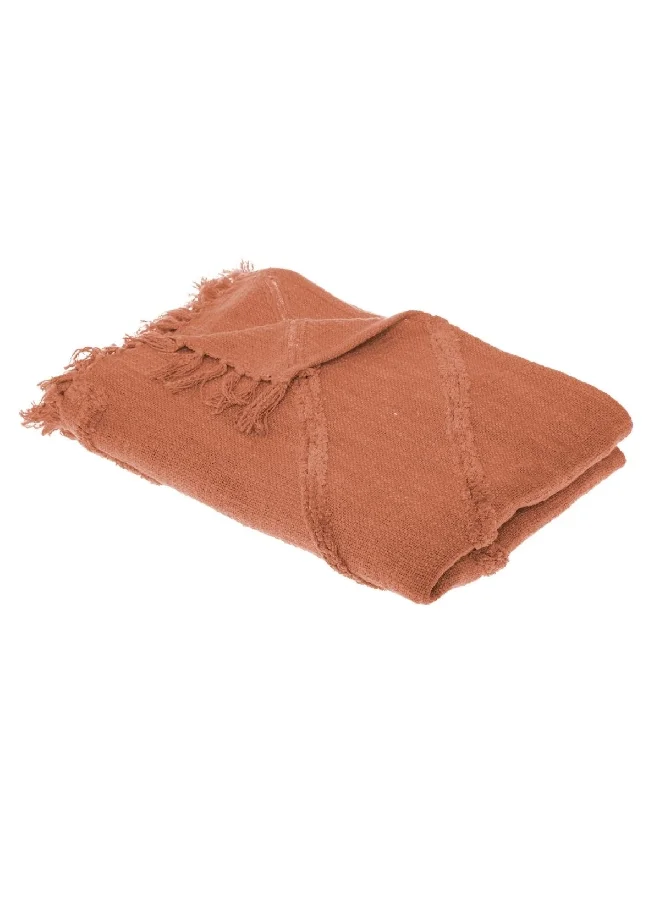 atmosphera Inca Tufted Cotton Bedspread Terracotta 130 x 180 cm 172463N