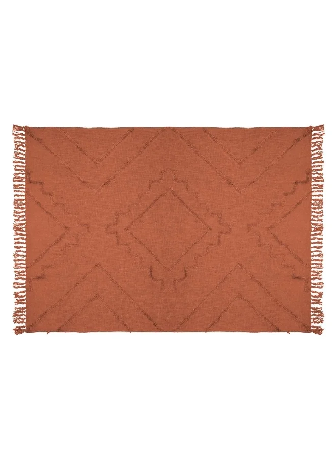 atmosphera Inca Tufted Cotton Bedspread Terracotta 130 x 180 cm 172463N