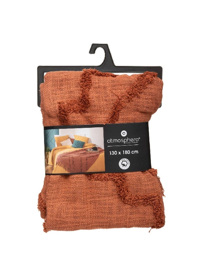 atmosphera Inca Tufted Cotton Bedspread Terracotta 130 x 180 cm 172463N - Image 5