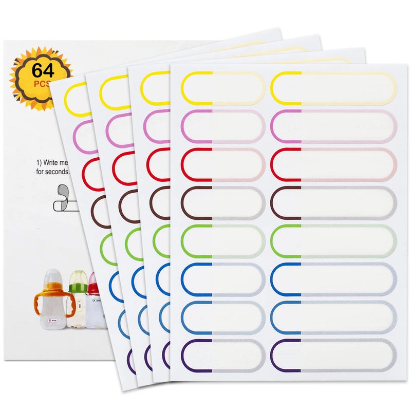 Coowayze Name Labels for Kids Stuff Daycare, Waterproof Daycare Labels for Baby Bottles, 64 PCS Water Bottle Label, Name Tags Stickers for School Supplies, Self-Laminating, Dishwasher Safe - Image 1