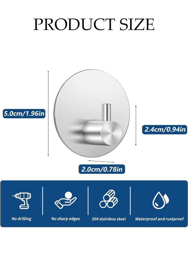 DUNISO 8-Pieces Self Adhesive Hooks for Hanging,Waterproof 304 Stainless Steel Hooks for Hanging Coat,Hat,Robe or Towel ,Single Organizer for Bathroom and Kitchen - Image 2