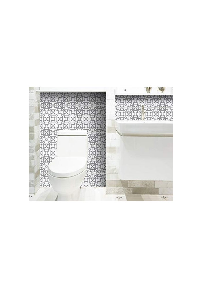 ARS Tile Stickers Peel and Stick Tile Stickers 24 PC Set backsplash Tile Decals Bathroom & Kitchen Vinyl Wall Decals Just Peel Stick Home Decor (Star Gray, 8x8 Inch) - Image 2