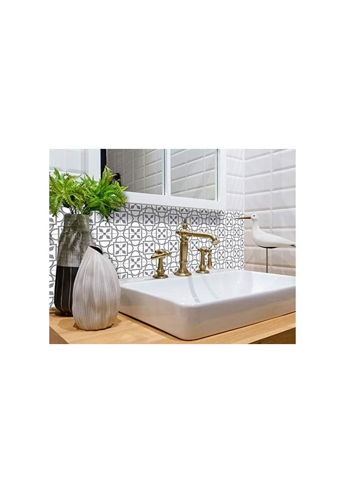 ARS Tile Stickers Peel and Stick Tile Stickers 24 PC Set backsplash Tile Decals Bathroom & Kitchen Vinyl Wall Decals Just Peel Stick Home Decor (Star Gray, 8x8 Inch) - Image 5