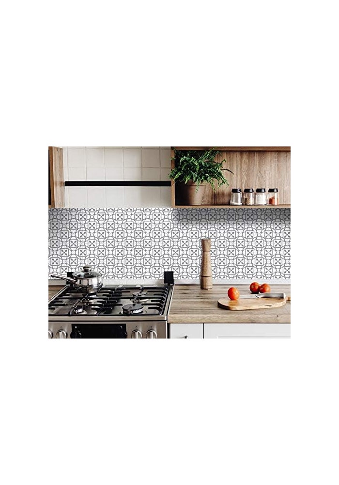 ARS Tile Stickers Peel and Stick Tile Stickers 24 PC Set backsplash Tile Decals Bathroom & Kitchen Vinyl Wall Decals Just Peel Stick Home Decor (Star Gray, 8x8 Inch) - Image 3
