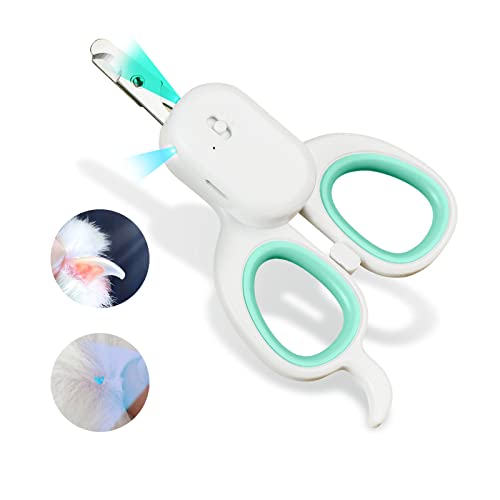 PAKEWAY Pet Nail Clipper with LED & -U-V Light, Cat Claw Trimmer with Ultra Bright LED Light for Nail Bloodline to Avoid Over Cutting, Sharp Angled Blade Grooming Tool for Dog Cat Rabbit Small Animals - Image 1