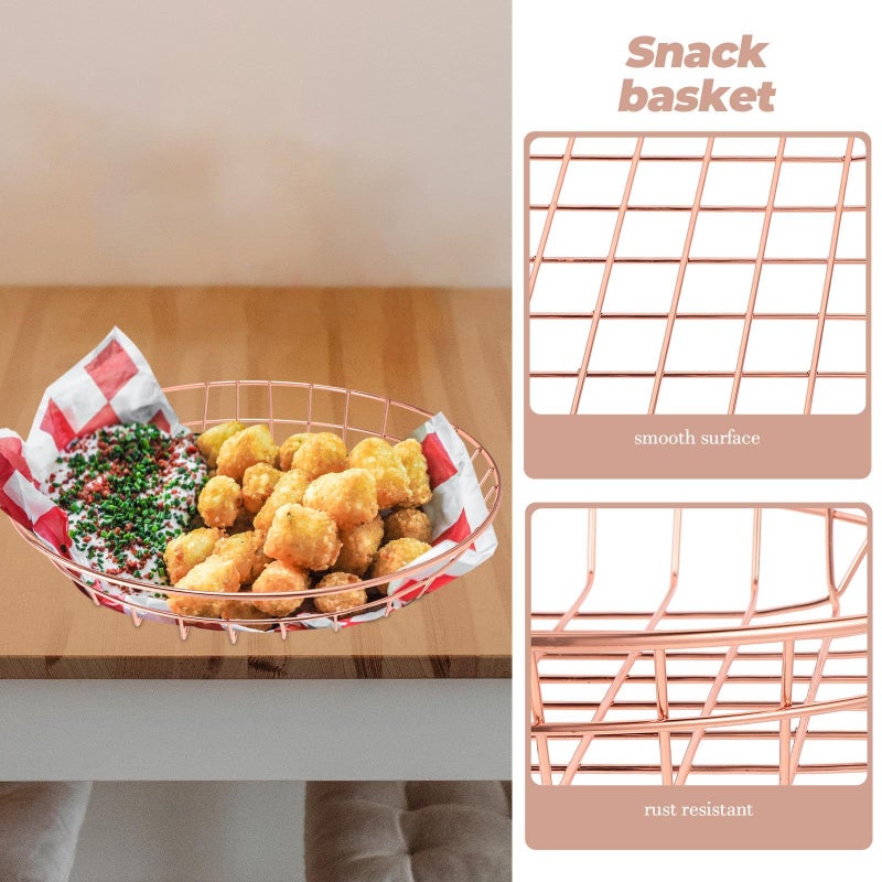 Large Rose Gold Wire French Fry Basket For Serving Snacks And Fries - Image 5