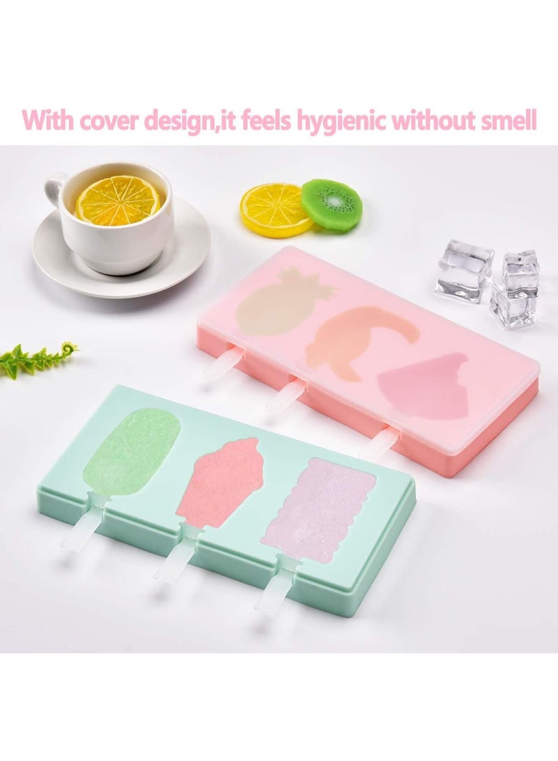 Ice Cream Maker 3 Cells Silicone With Sticks Ice Cream Maker Multicolour - Shapes - Image 3