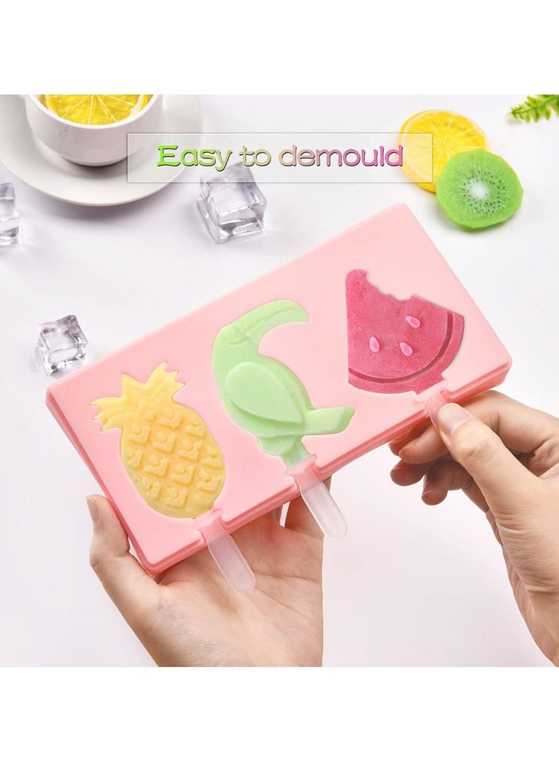 Ice Cream Maker 3 Cells Silicone With Sticks Ice Cream Maker Multicolour - Shapes - Image 5