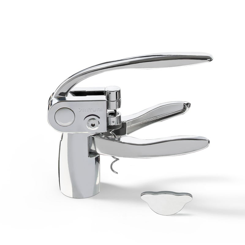Vinturi Vinturi Lever Wine Opener Set made of Premium Chrome Wine Corkscrew with Replacement Spiral and Foil Cutter with Sleek Durable DieCast Metal Design 