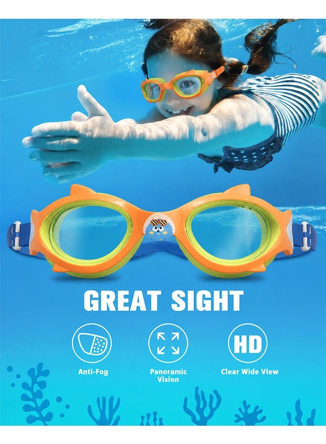MXN Kids Waterproof and Anti-Fog Swim Goggles Silicone Swim Cap with Storage Case for Kids 3-12 - Cartoon Waterproof Bathing Caps Ultra Wide HD Swimming Goggle for Swimming Diving and Water Parks - Image 5