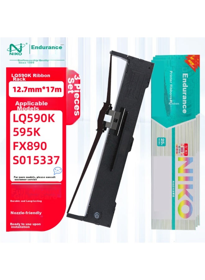Niko N Lq590 Black Ribbon (pack Of 3) (compatible With Epson Fx890/lq590/lq590k/lq595k) - Image 1