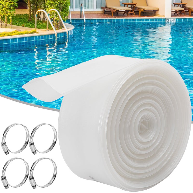DECOHS 2 Inch x 32 Ft Heavy Duty Transparent Pool Backwash Hose PVC Swimming Drain Pool Hose Lay Flat Water Discharge Hose with 4 Clamp for Pools Drain Clean Filter Sump Pump - Image 2