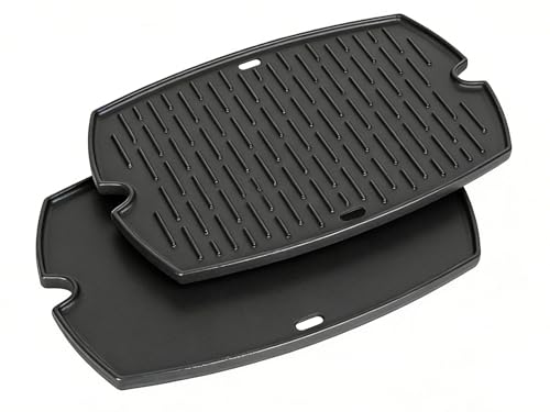bbq777 Cast Iron Grill Griddle for Weber Q1000 Q1200 Q1400 Q100 Q120 Q140 Grills, Grill Griddle Plate Parts for Weber Baby Q Accessories 7582 65810 7644 50060001 50060301 386001 386002, 1PC - Image 1